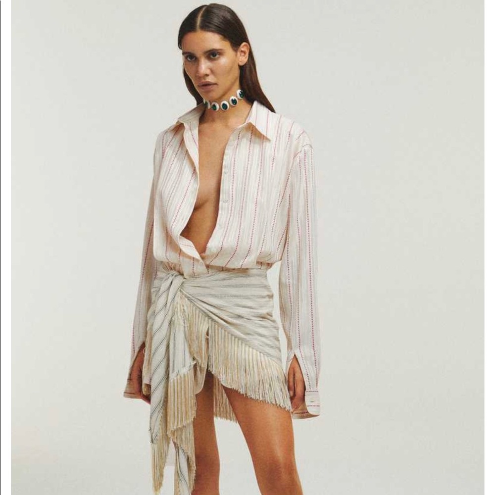 The Attico Striped Fringed Poplin Mini Dress. Worn once for event. Stunning.